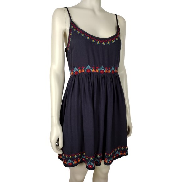 Natural Life Blue Embroidered Relaxed Fit Mini Spaghetti Strap Dress Size S - Picture 2 of 12